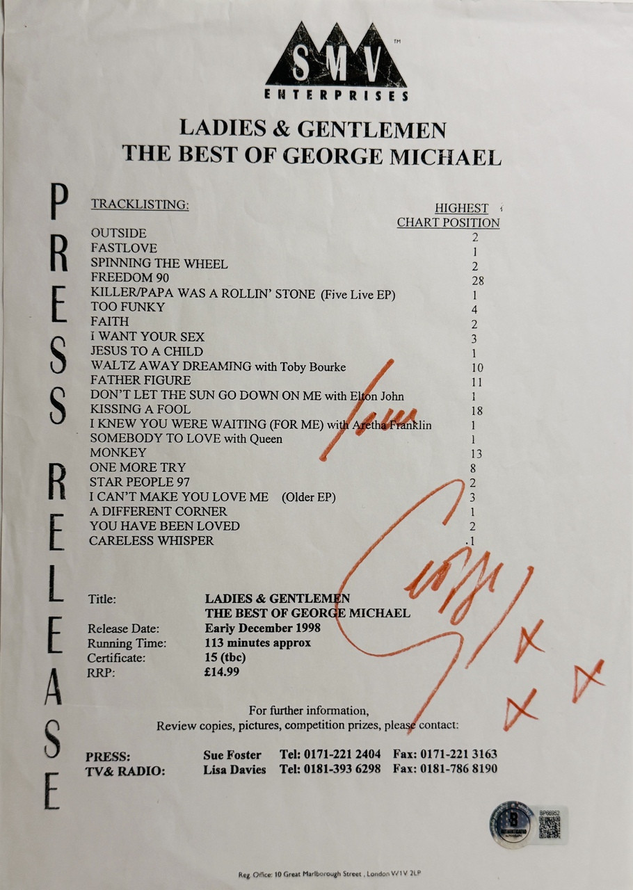 George Michael 8.25x11.25 Press Release