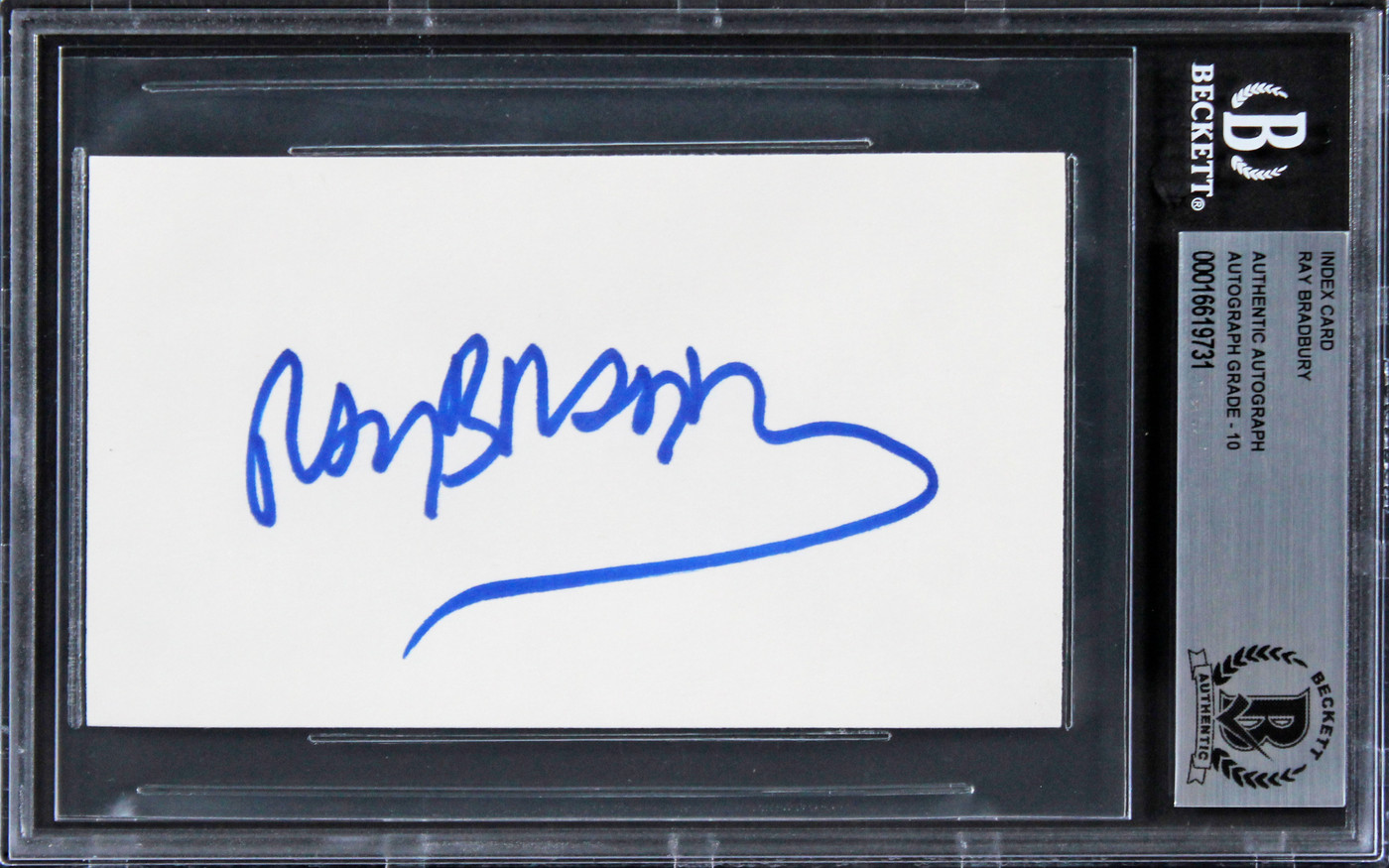 Ray Bradbury Fahrenheit 451 Signed 3x5 Index Card Auto Graded 10! BAS Slabbed