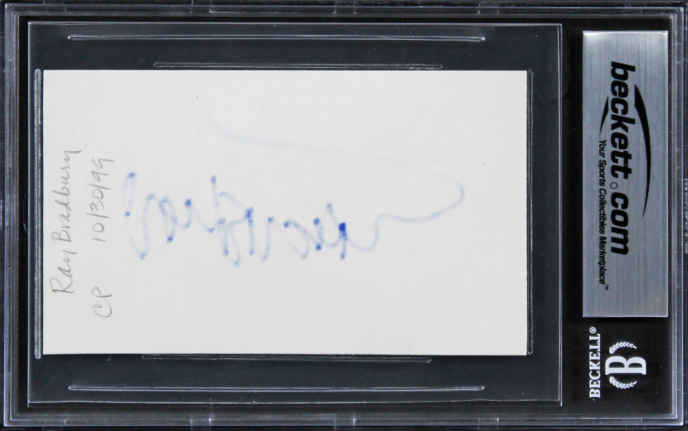 Ray Bradbury Fahrenheit 451 Signed 3x5 Index Card Auto Graded 10! BAS Slabbed