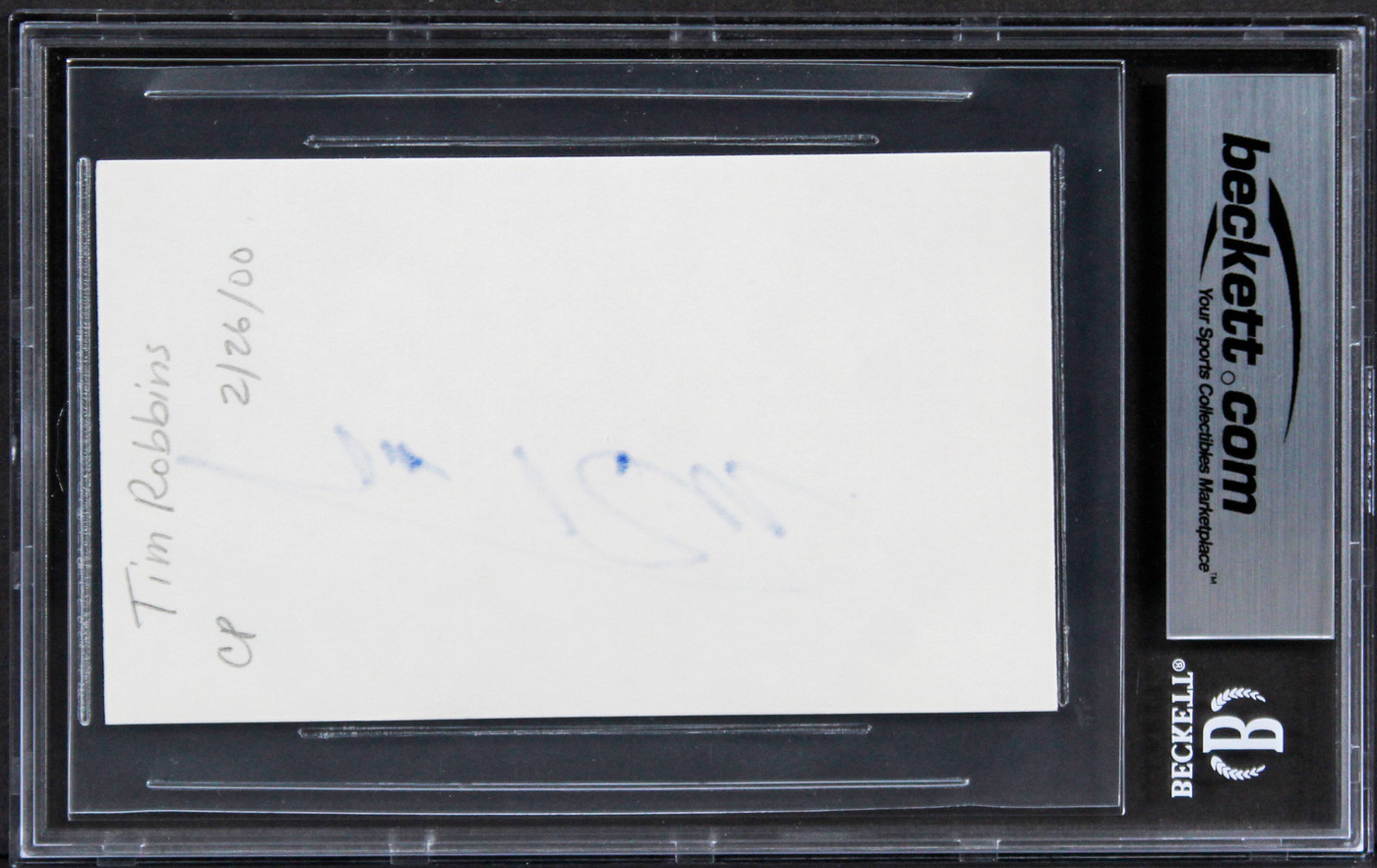 Tim Robbins Mystic River Authentic Signed 3x5 Index Card BAS Slabbed 2