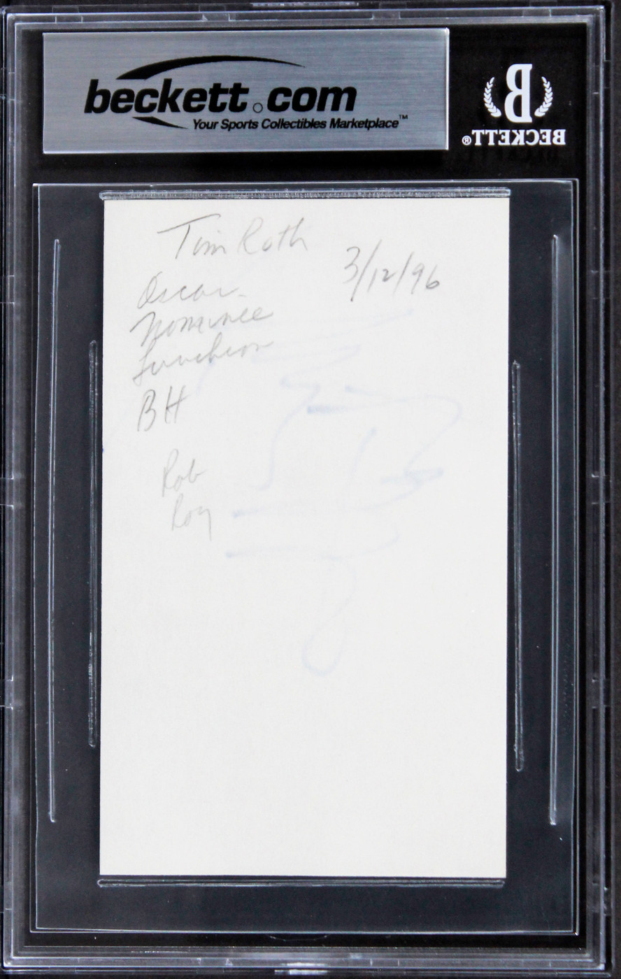 Tim Roth Reservoir Dogs Signed 3x5 Index Card Autographed BAS Slabbed 1