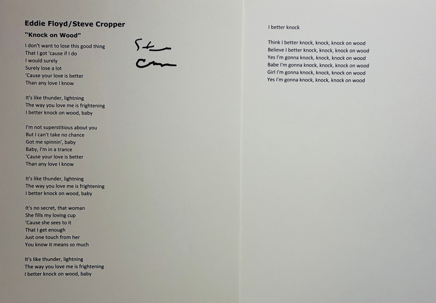 Steve Cropper Lyrics "Knock on Wood"