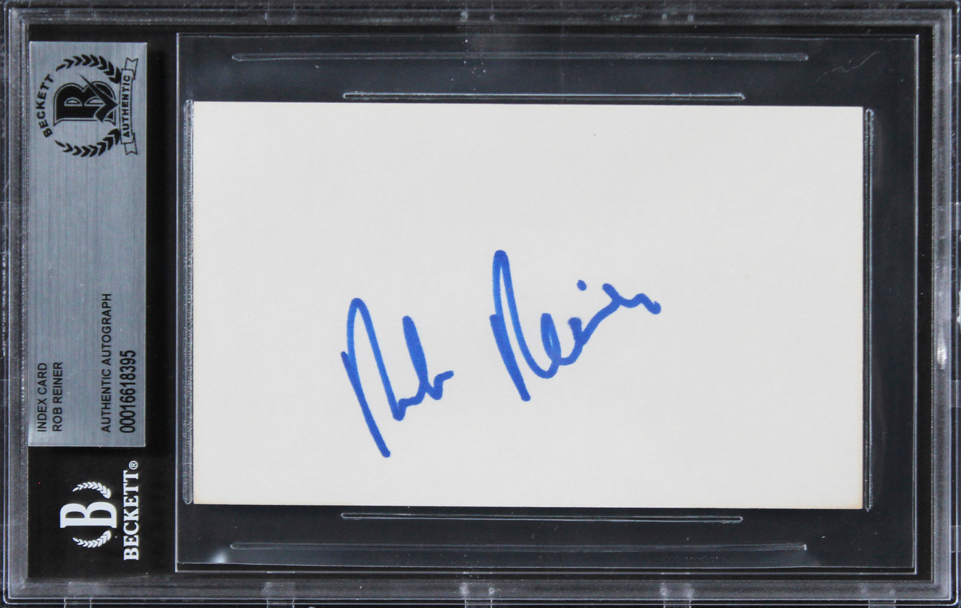 Rob Reiner All In The Family Authentic Signed 3x5 Index Card BAS Slabbed 4