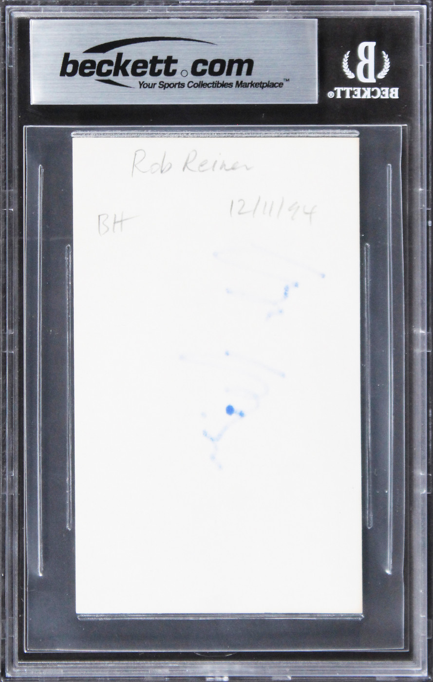 Rob Reiner All In The Family Authentic Signed 3x5 Index Card BAS Slabbed 4