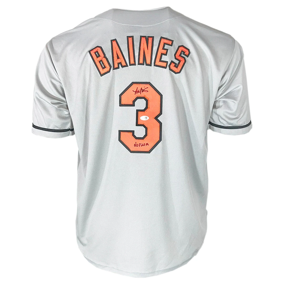 Harold Baines Signed HOF 2019 Inscription Baltimore Grey Baseball Jersey (JSA)