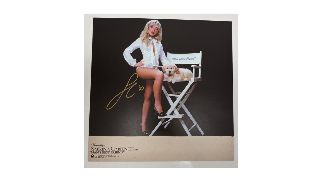 Sabrina Carpenter with Light Blue Vinyl "Man's Best Friend"