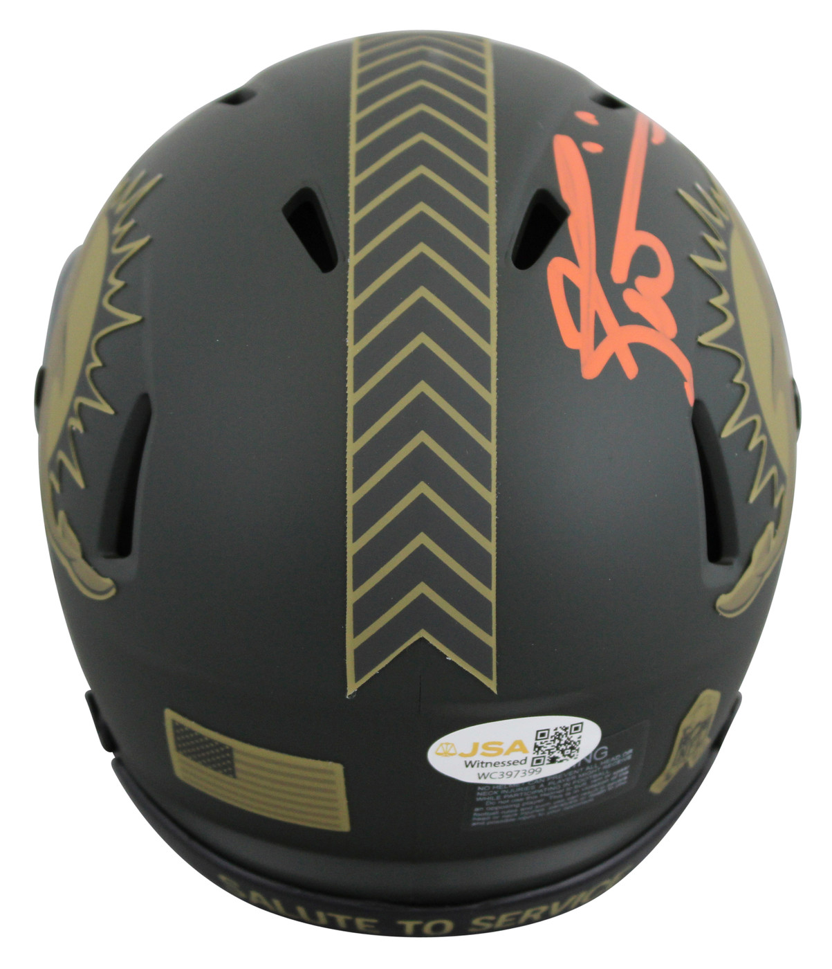 Dolphins Ricky Williams Signed Salute to Service IV Speed Mini Helmet JSA Wit