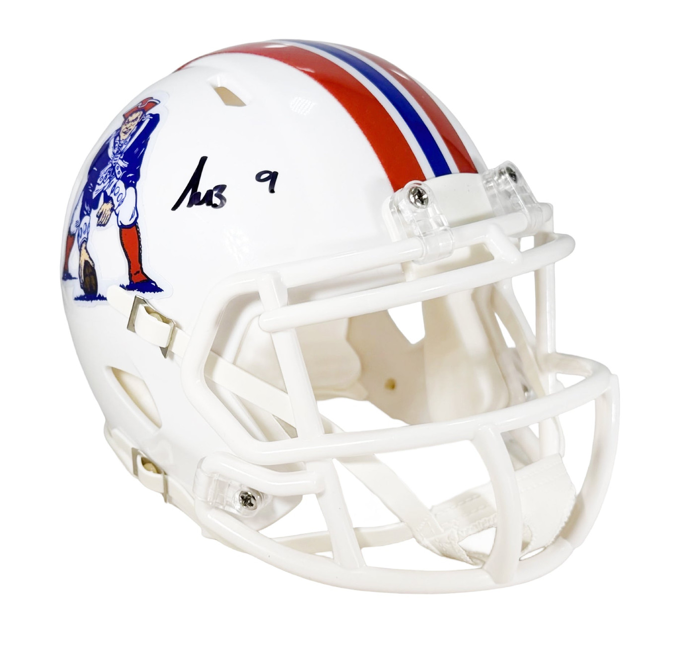 Kayshon Boutte Signed New England Patriots Throwback 82-89 Speed Mini Football Helmet (Beckett)