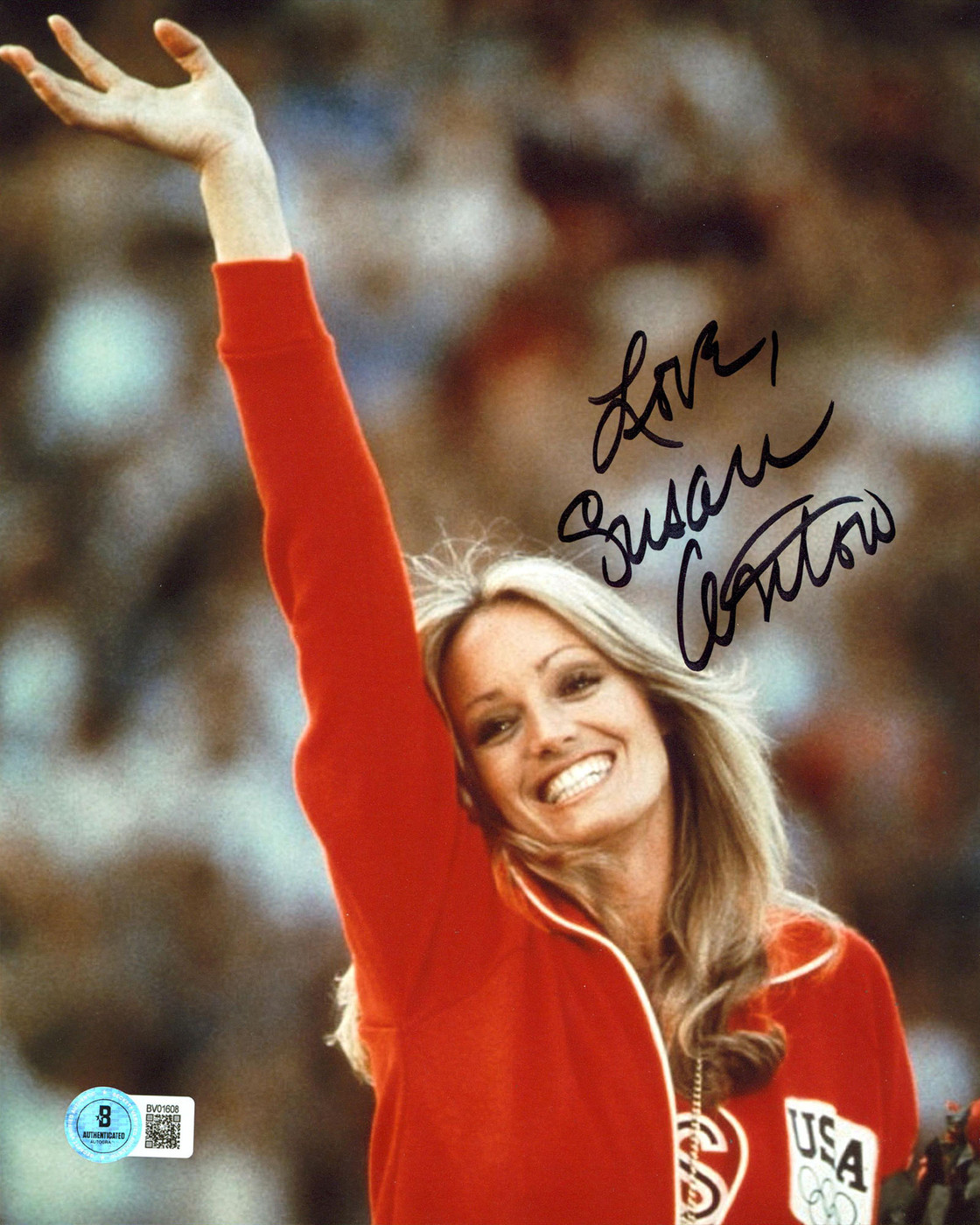 Susan Anton Goldengirl "Love" Authentic Signed 8x10 Vertical Photo BAS 10