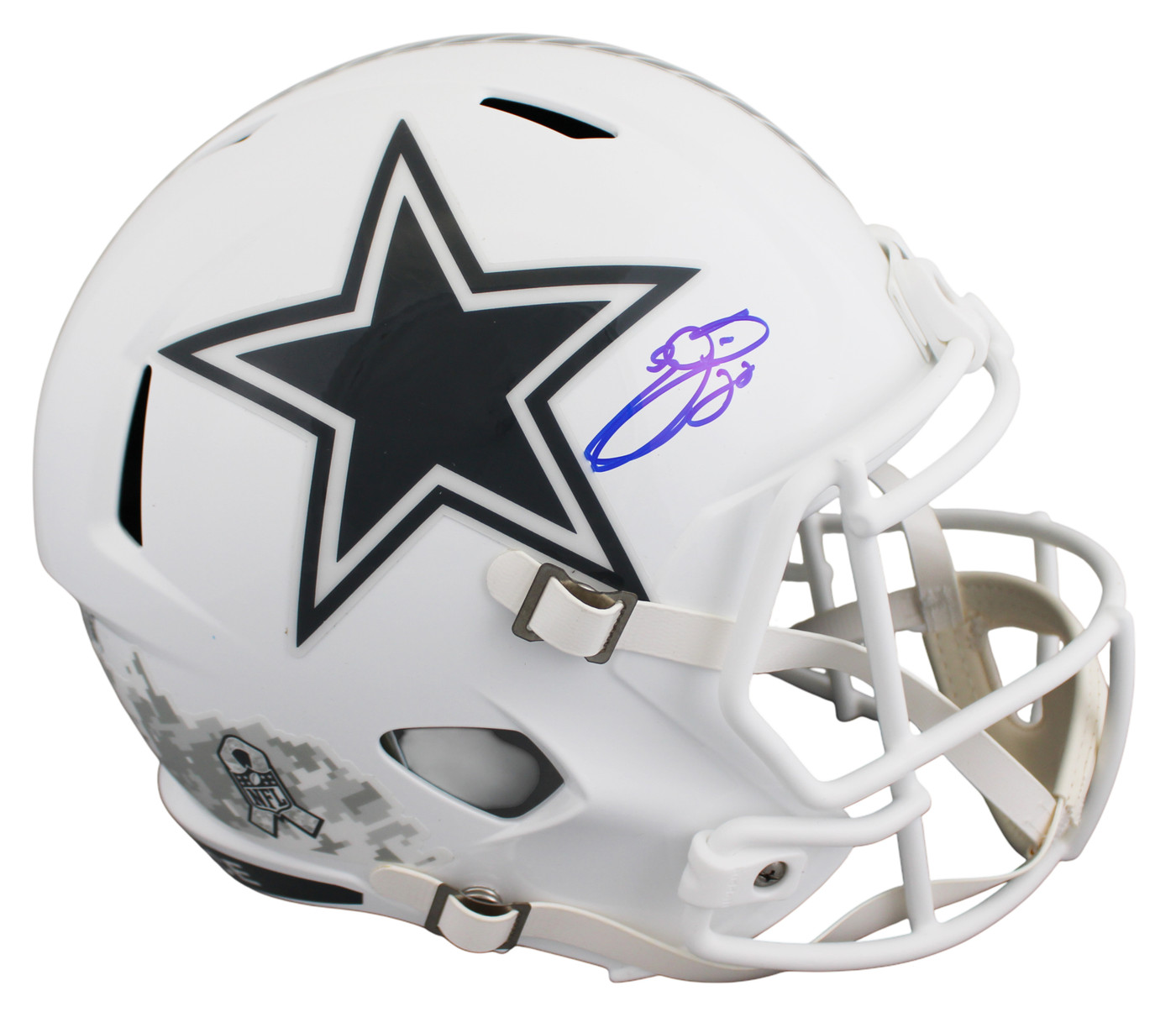 Cowboys Emmitt Smith Signed STS III Full Size Speed Rep Helmet W/ Blue Sig BAS W