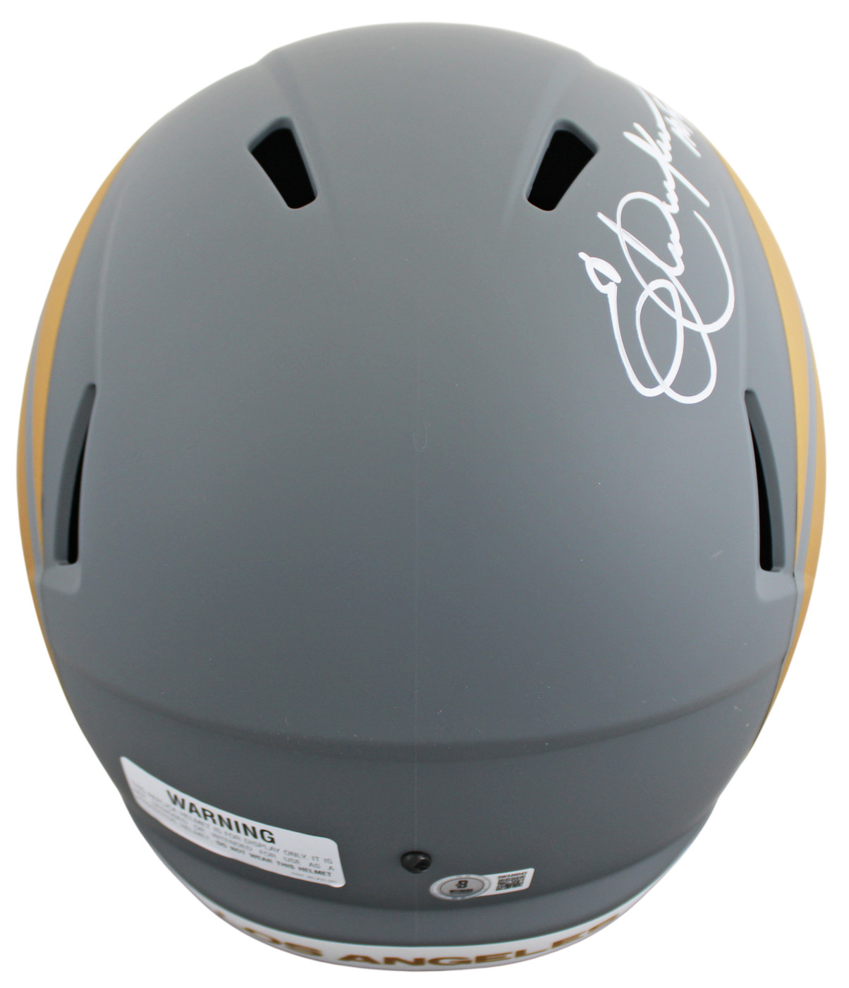 Rams Eric Dickerson "HOF 99" Signed Slate Full Size Speed Rep Helmet BAS Wit 2