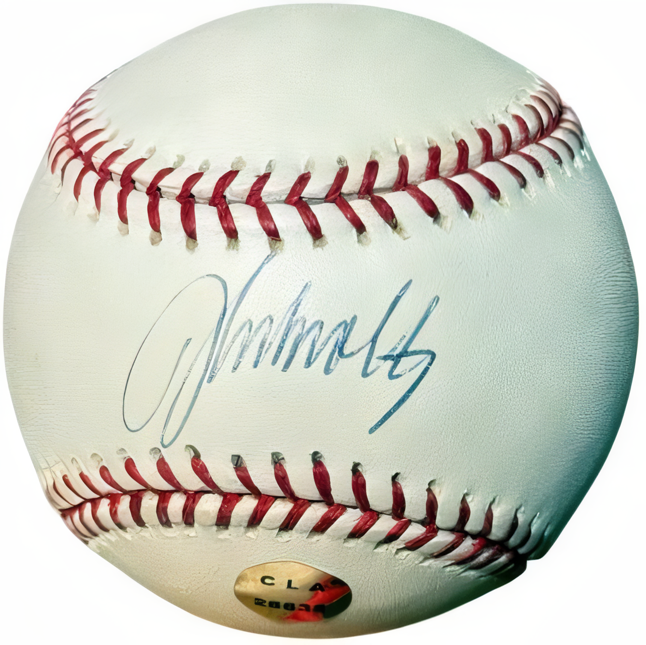 John Smoltz Signed Rawlings Official Major League Oml Baseball Tone Spots  Coa (Atlanta Braves/Hof/Cy/Ws Champ/8 X All Star)