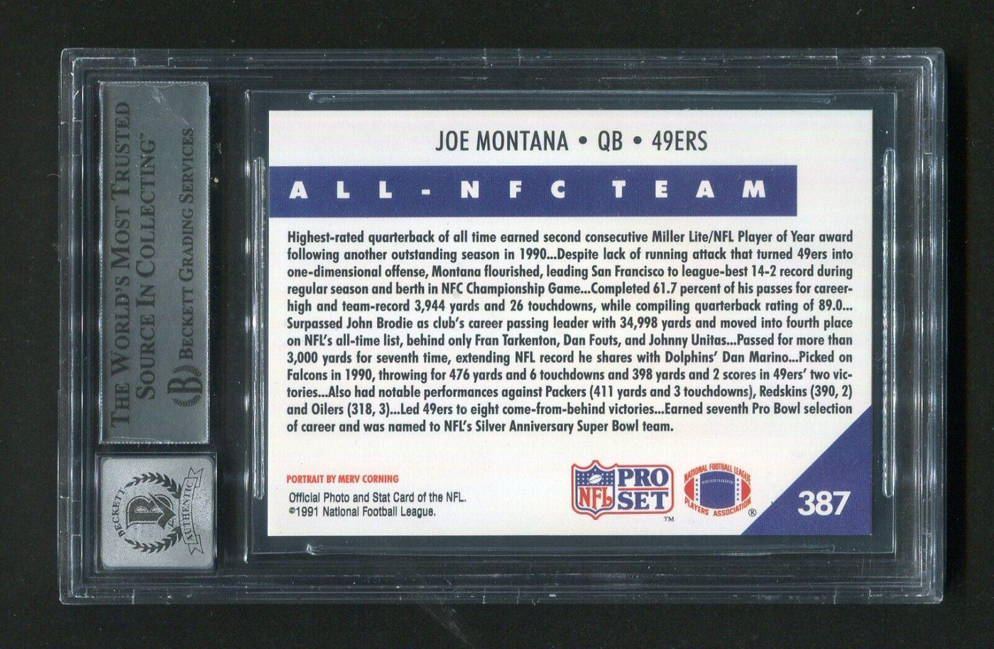 1991 Pro Set Joe Montana #387 BGS 10 Autograph Signed Football Card -