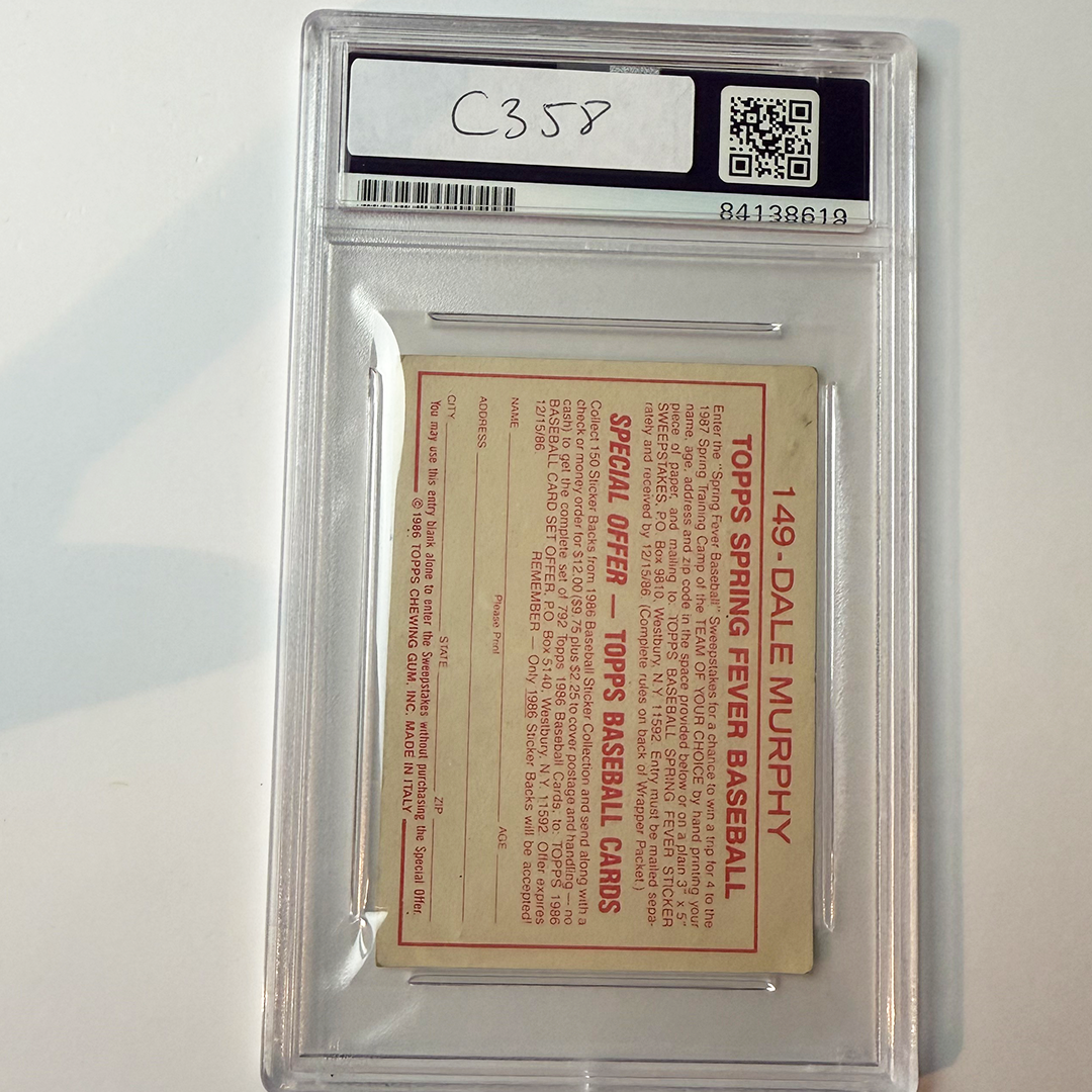 Dale Murphy Signed 1986 Topps Spring Fever Baseball #149 PSA Auto Authentic