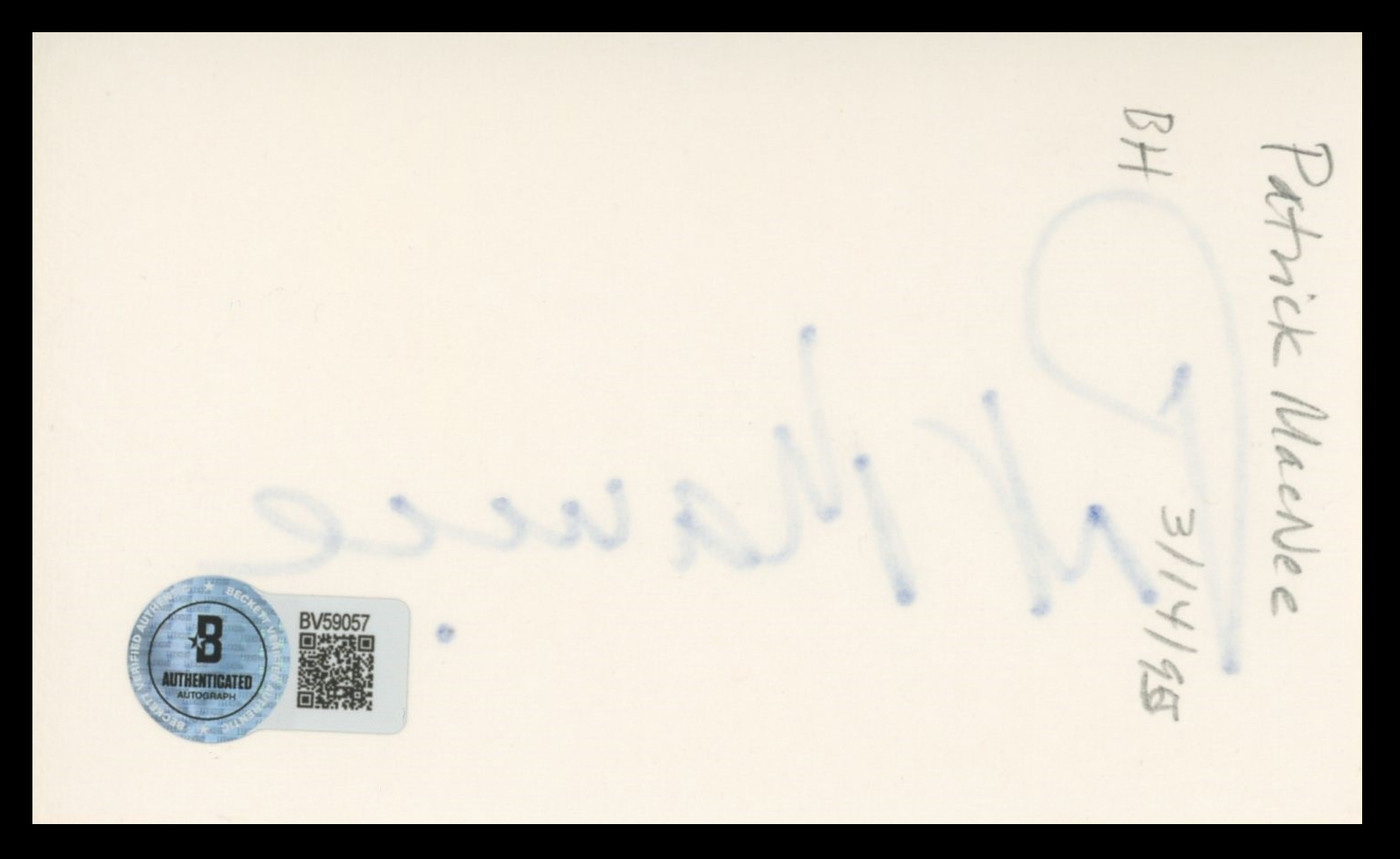 Patrick Macnee The Avengers Authentic Signed 3x5 Index Card BAS #BV59057