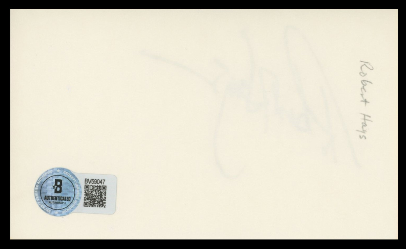 Robert Hays Airplane! Authentic Signed 3x5 Index Card BAS #BV59047
