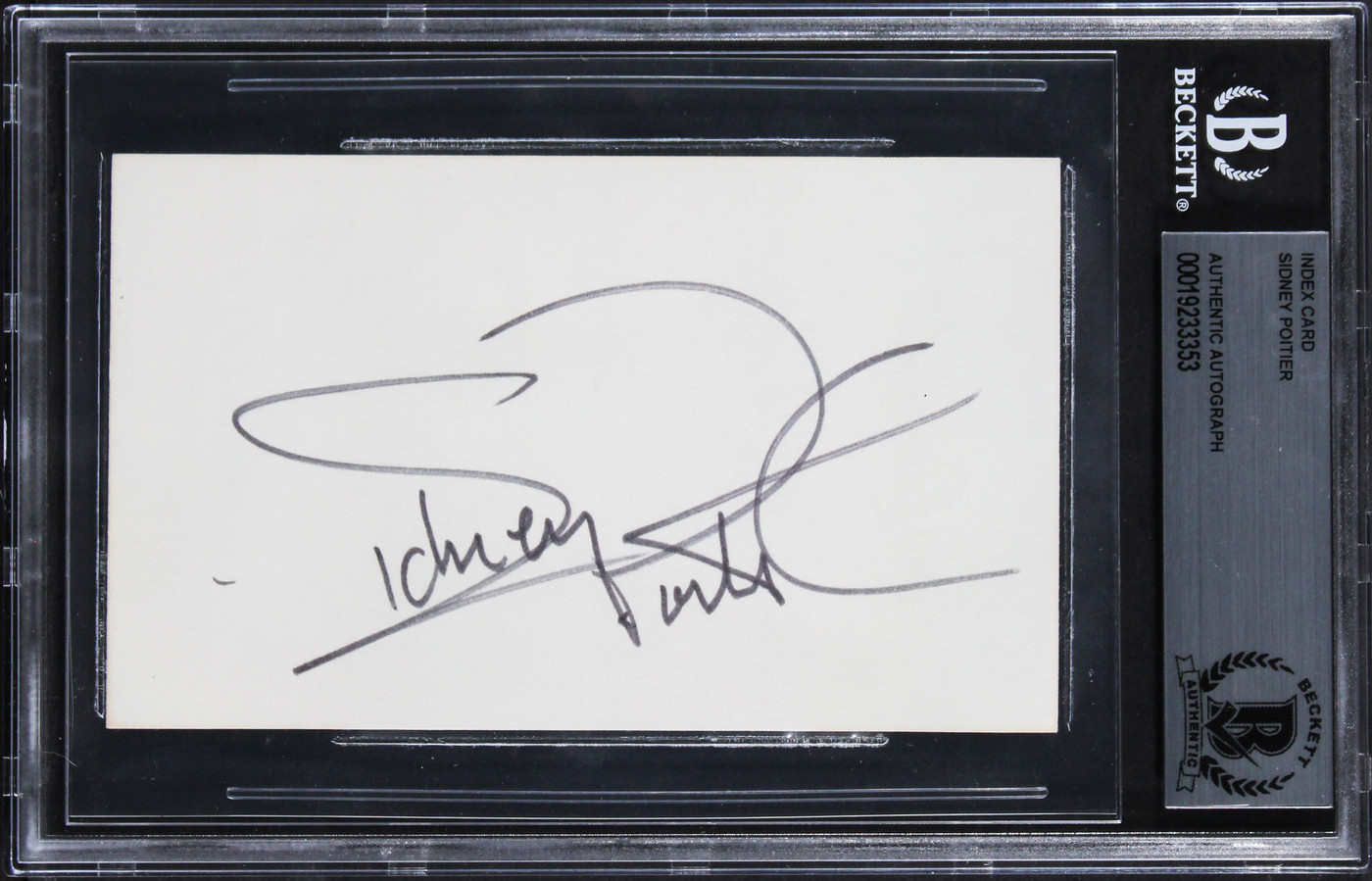 Sidney Poitier In The Heat of the Night Signed 3x5 Index Card BAS Slabbed 3