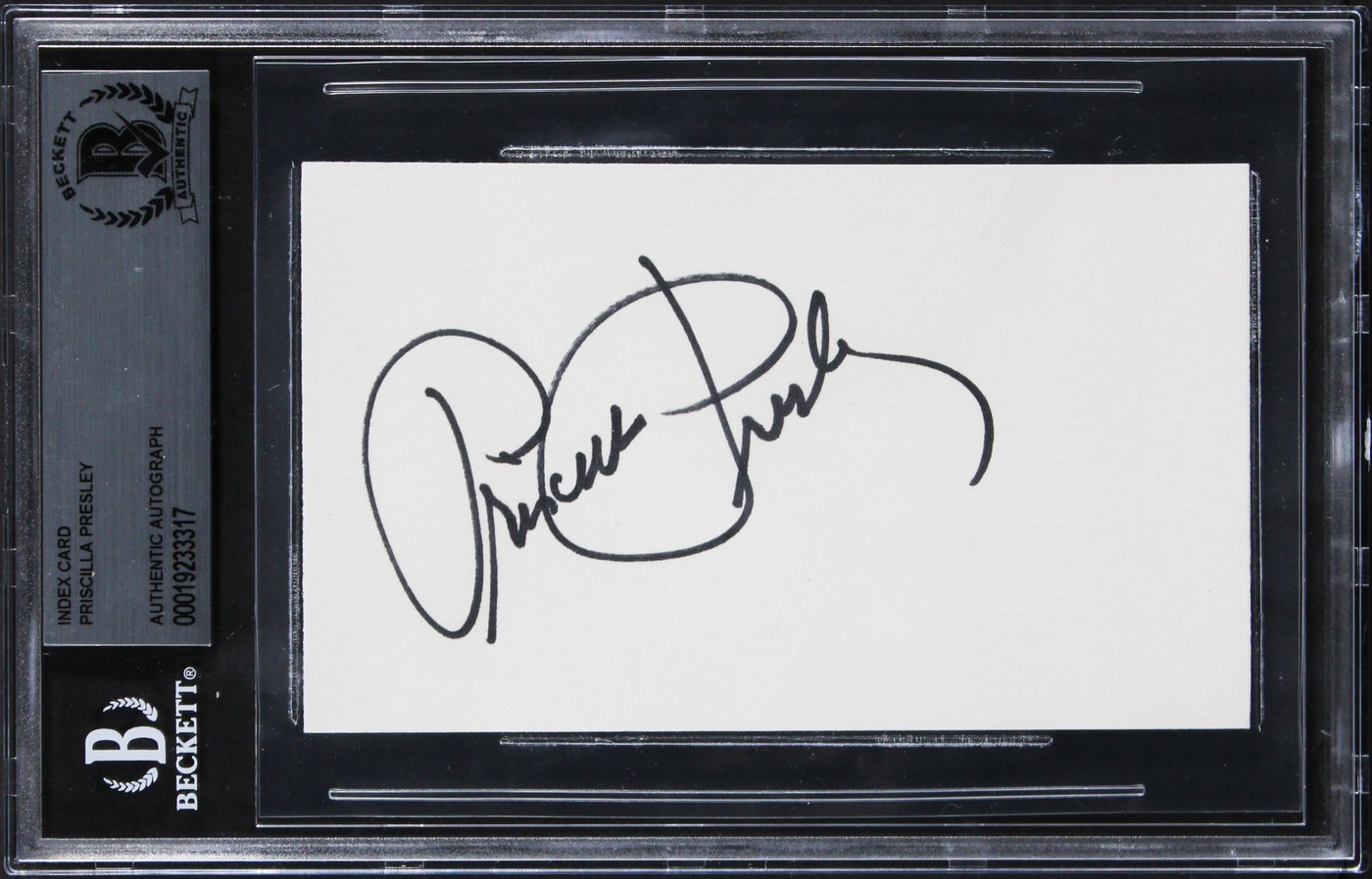 Priscilla Presley The Naked Gun Authentic Signed 3x5 Index Card BAS Slabbed 1