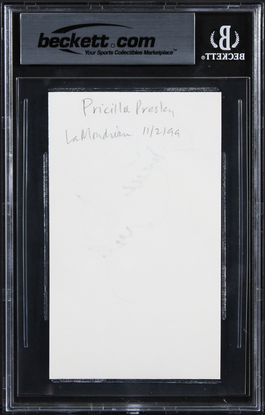 Priscilla Presley The Naked Gun Authentic Signed 3x5 Index Card BAS Slabbed 1