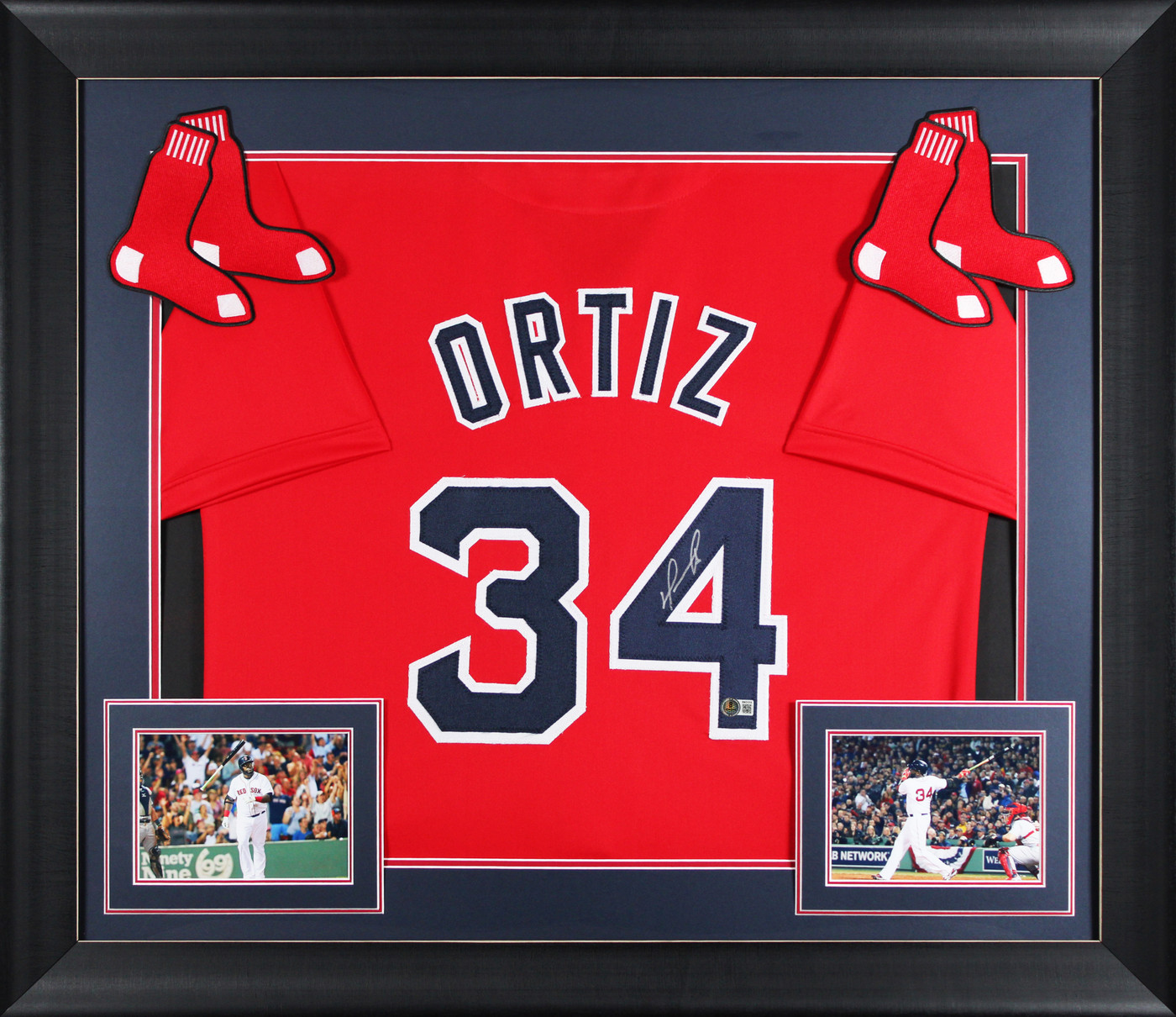 David Ortiz Authentic Signed Red Pro Style Framed Jersey Autographed BAS
