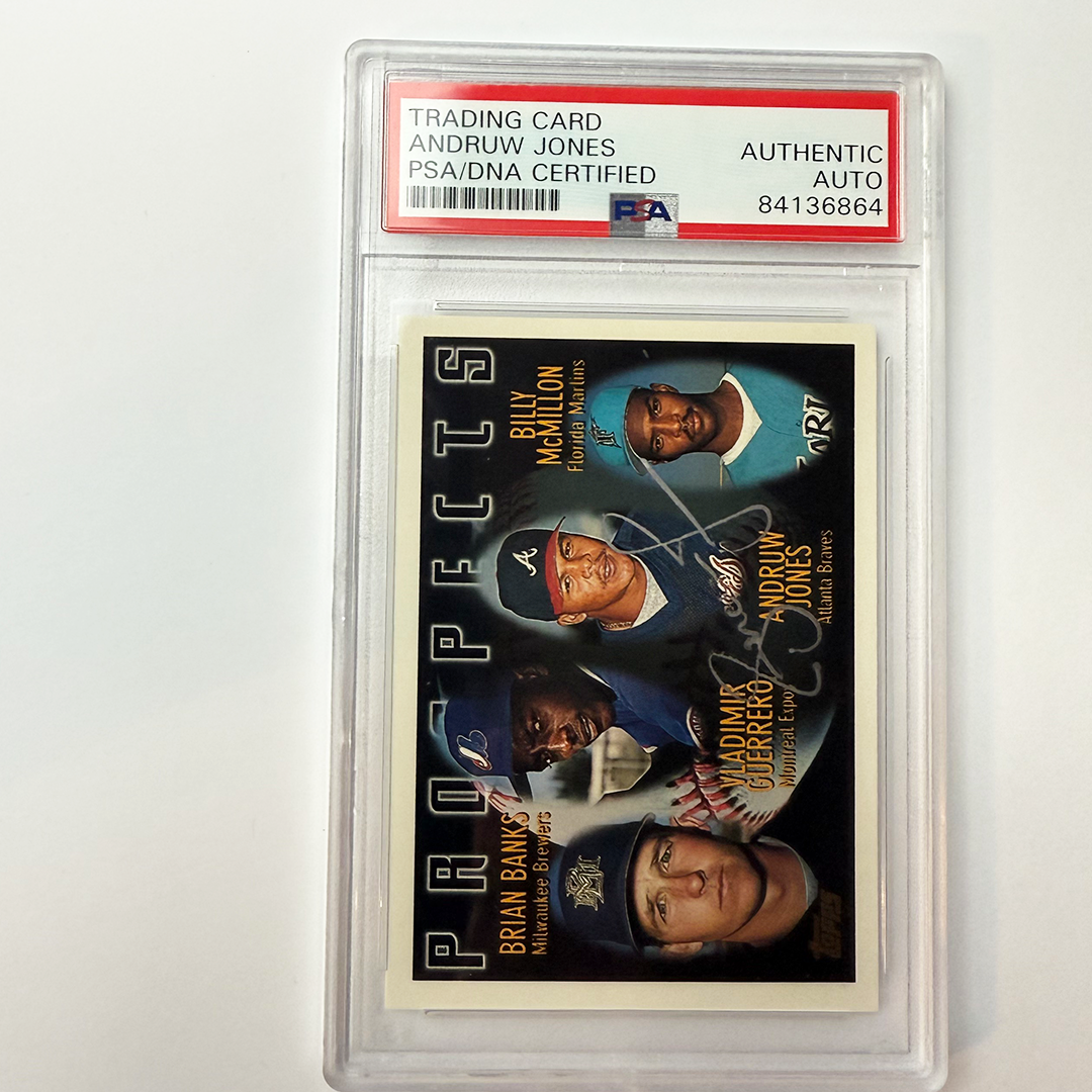 Andruw jones Signed 1996 Topps Rookie #435 PSA Auto Authentic
