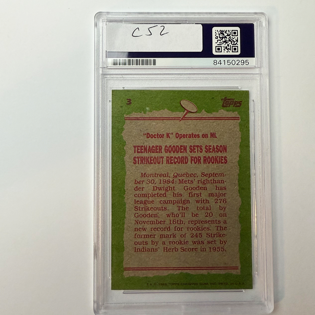 Dwight Gooden Signed 1985 Topps Rookie #3 PSA Auto Authentic