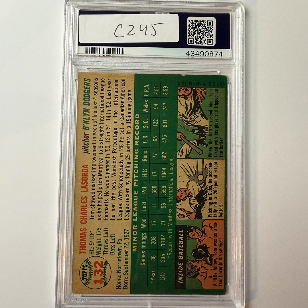 Tommy Lasorda Signed 1954 Topps Rookie #132 HOF 97 PSA 10 Auto