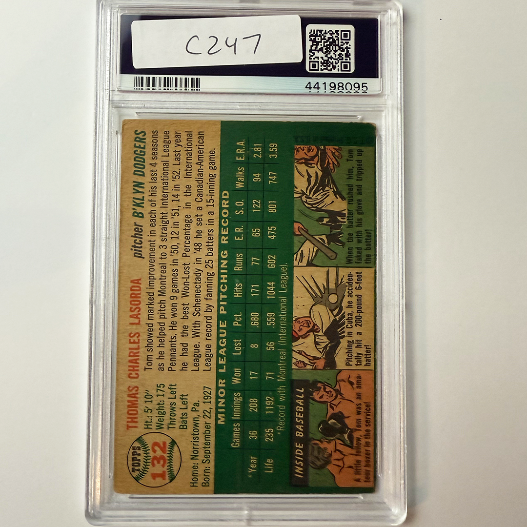 Tommy Lasorda Signed 1954 Topps Rookie #132 HOF 97 PSA 10 Auto Version 2