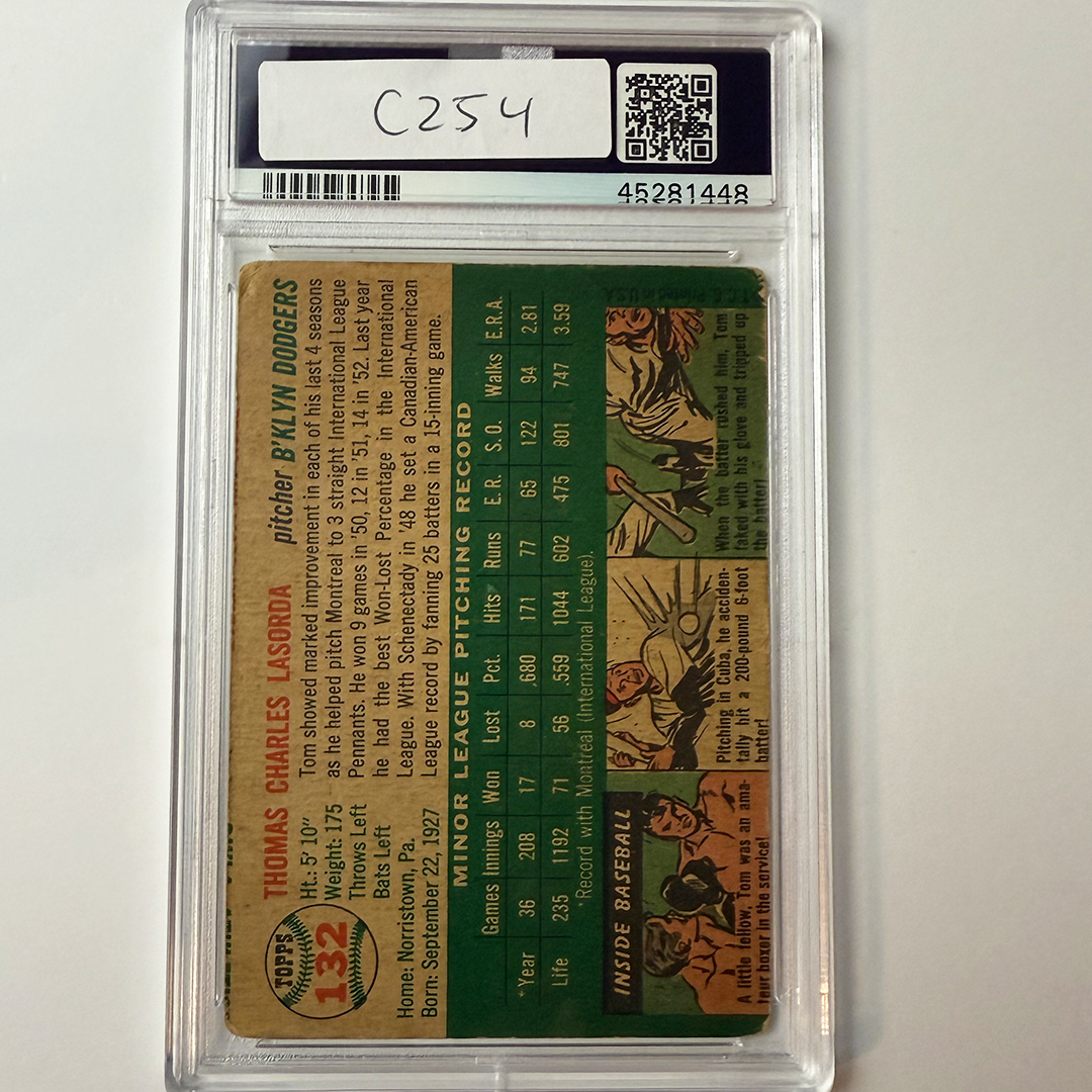 Tommy Lasorda Signed 1954 Topps Rookie #132 HOF 97 PSA 10 Auto Version 10