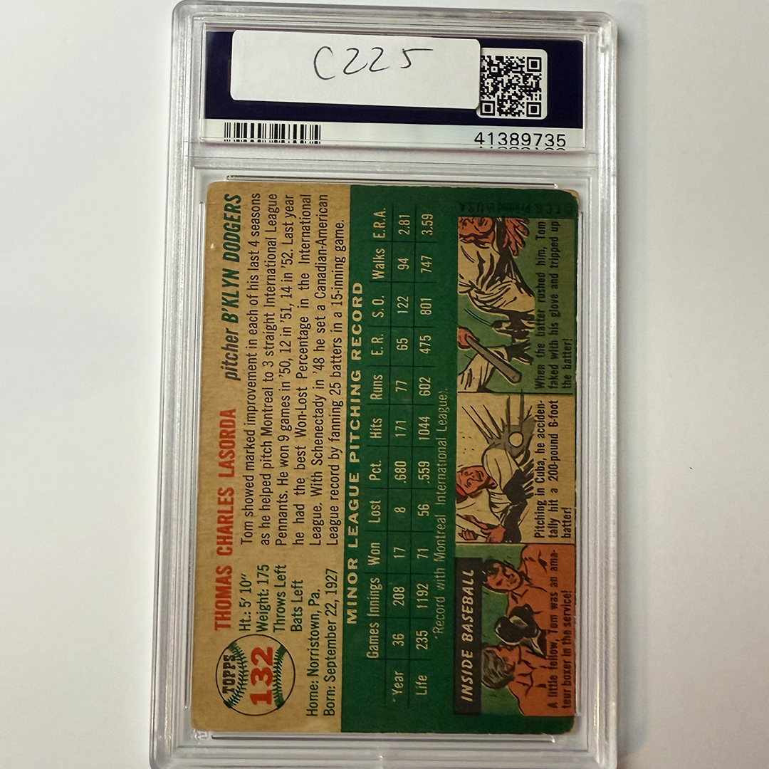 Tommy Lasorda Signed 1954 Topps Rookie #132 PSA 10 Auto Version 5