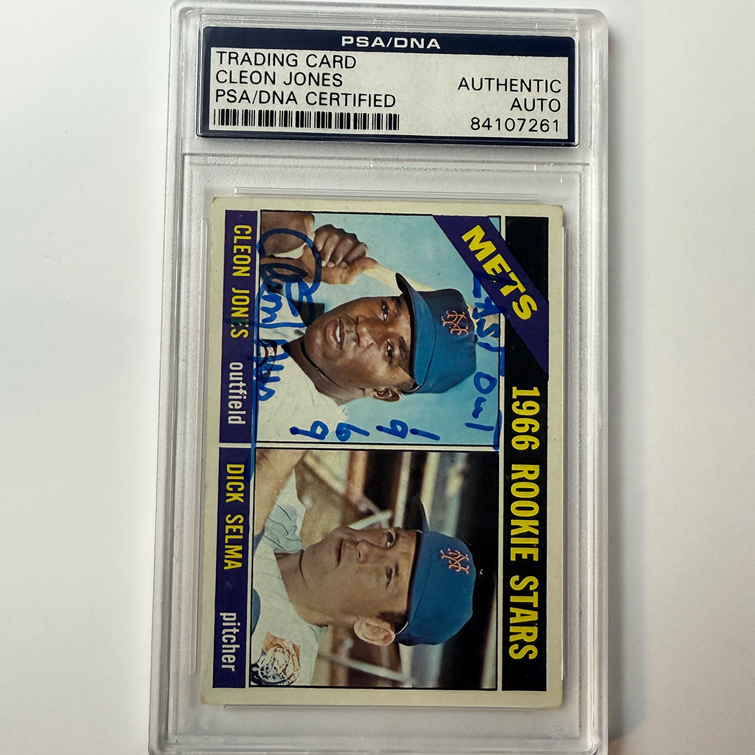 Cleon Jones Signed 1966 Topps Rookie #67 Last Out 1969 PSA Auto Authentic