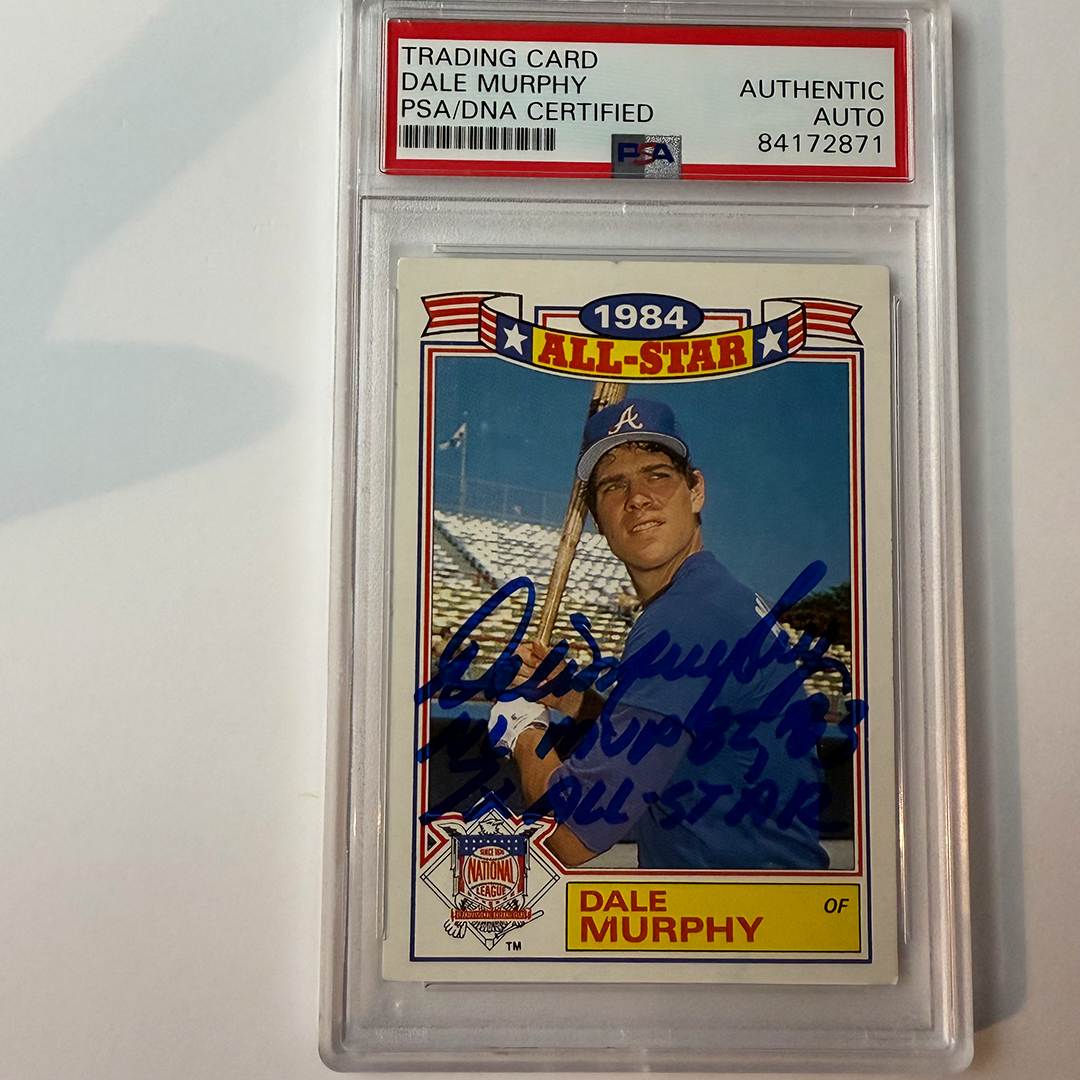 Dale Murphy Signed 1985 Topps Commemorative #7 w/2 Insc PSA Auto Authentic