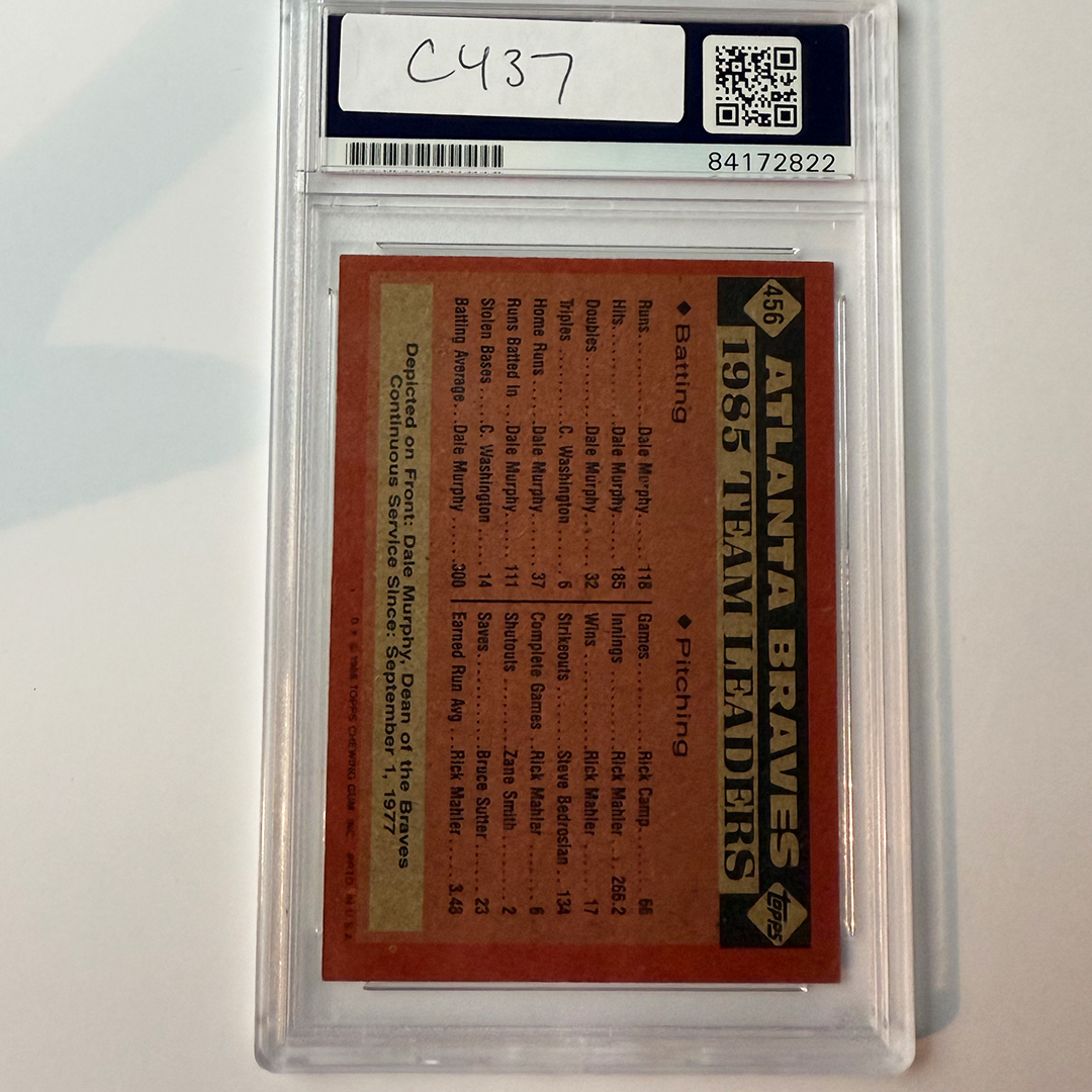 Dale Murphy Signed 1986 Topps #456 w/2 Inscriptions PSA Auto Authentic