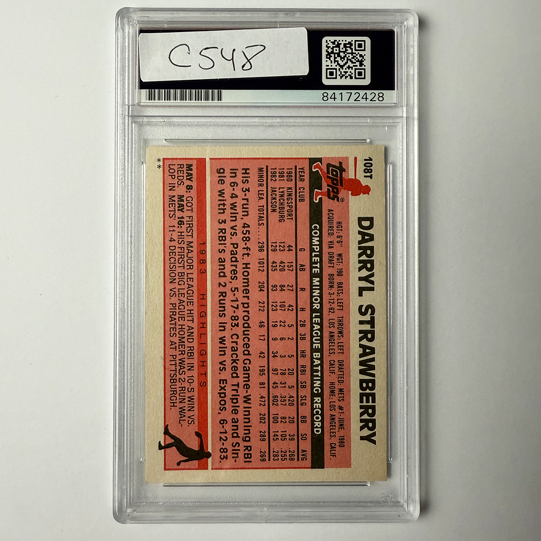 Darryl Strawberry Signed 1983 Topps Traded Rookie #108T 2 Inscriptions PSA Auto Auth