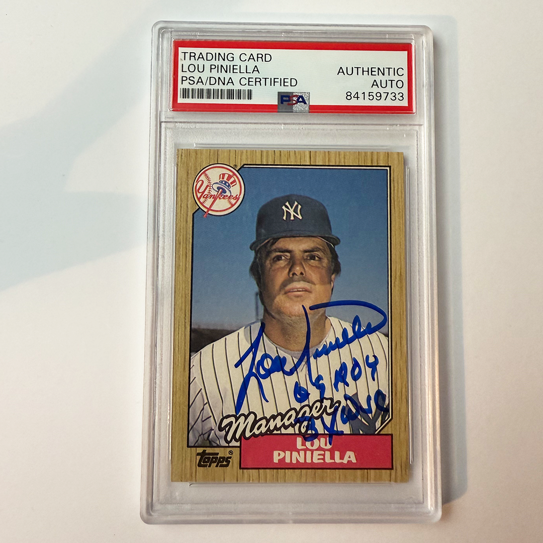 Lou Piniella Signed 1987 Topps #168 Yankees w/2 Inscriptions PSA Auto Authentic