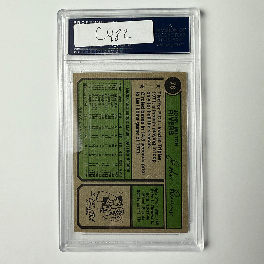 Mickey Rivers Signed 1974 Topps #76 "The Quick" PSA Auto Authentic