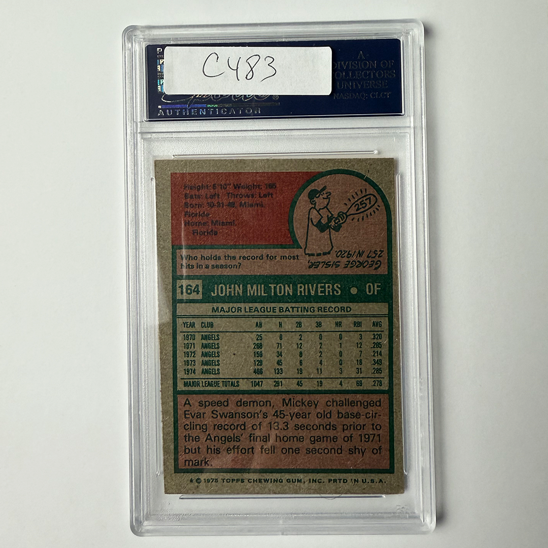 Mickey Rivers Signed 1975 Topps #164 "The Quick" PSA Auto Authentic
