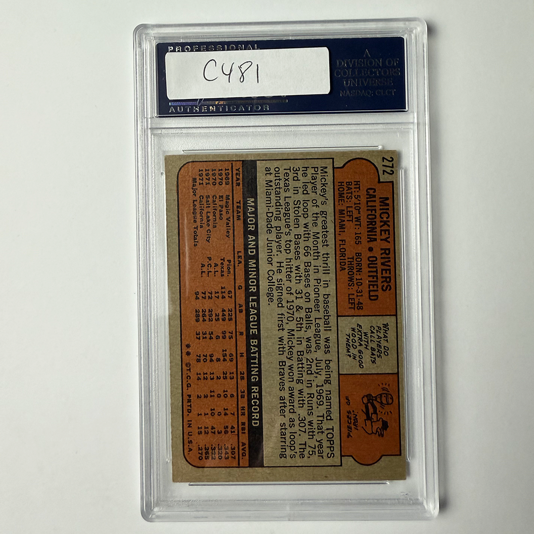 Mickey Rivers Signed Rookie 1972 Topps #272 Inscribed PSA Auto Authentic