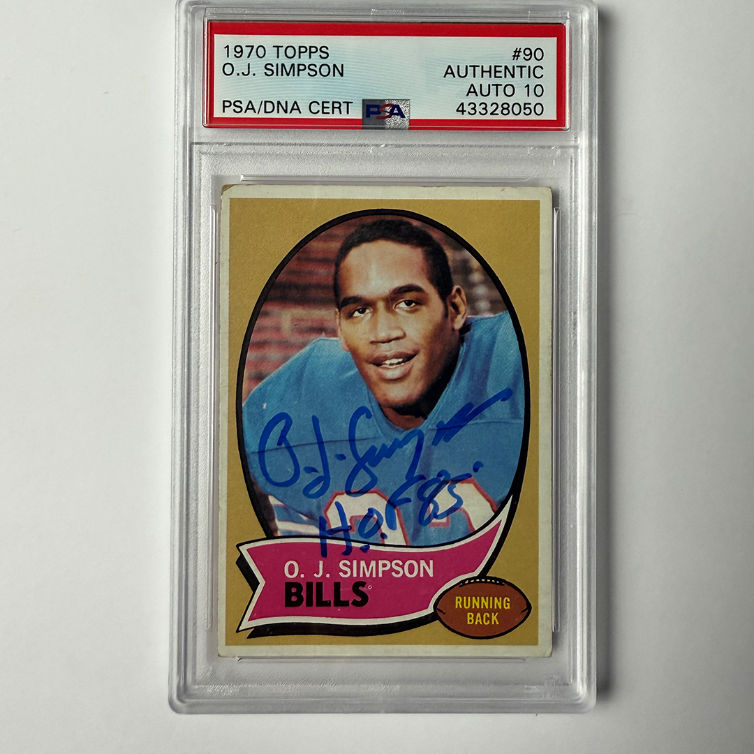 OJ Simpson Signed 1970 Topps ROOKIE #90 W/HOF 85 PSA 10 Auto Version 1