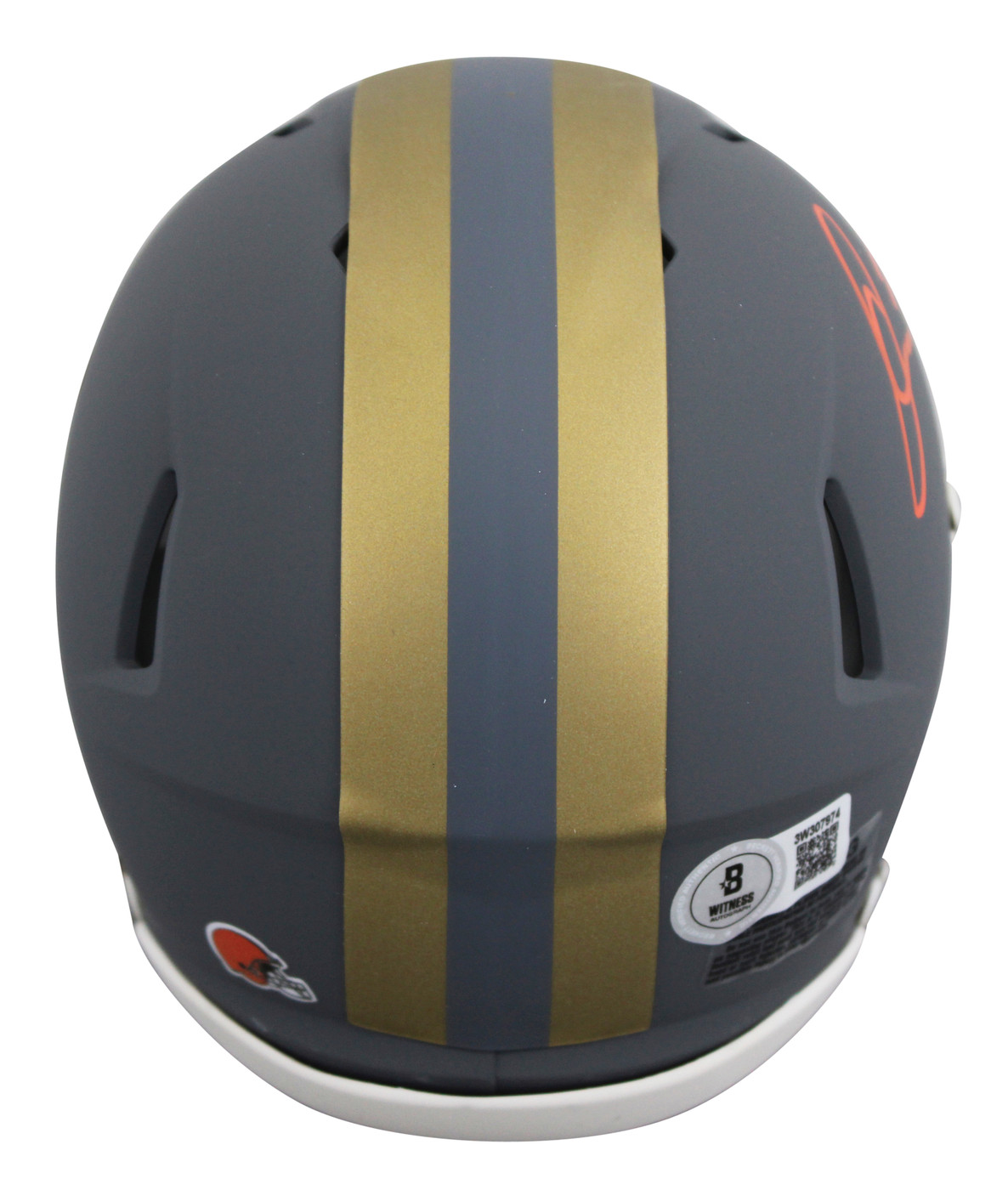 Browns Quinshon Judkins Signed Slate Speed Mini Helmet W/ Case BAS Witnessed