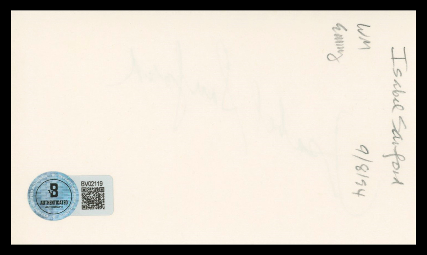 Isabel Sanford The Jeffersons Authentic Signed 3x5 Index Card BAS #BV02119