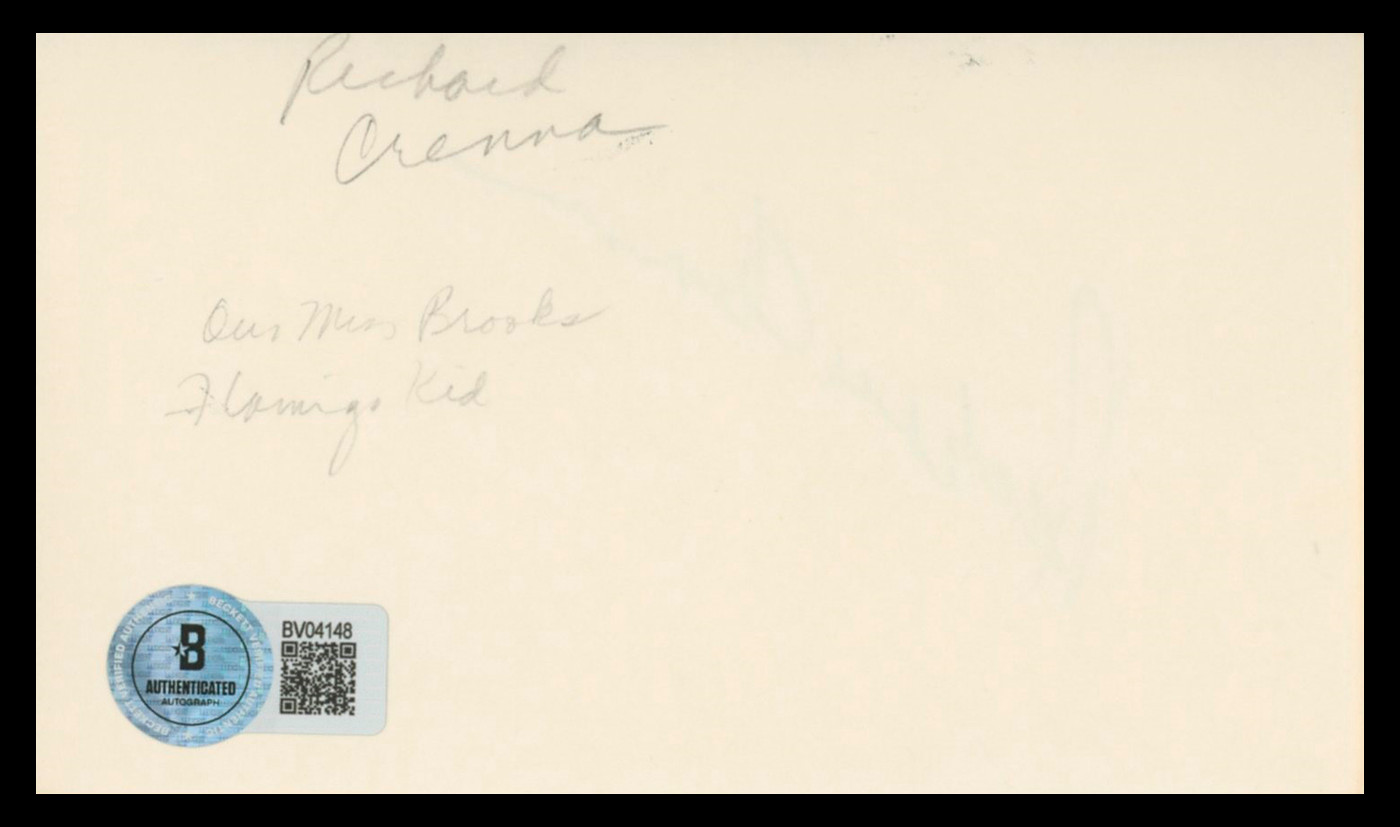 Richard Crenna Rambo Authentic Signed 3x5 Index Card Autographed BAS #BV04148