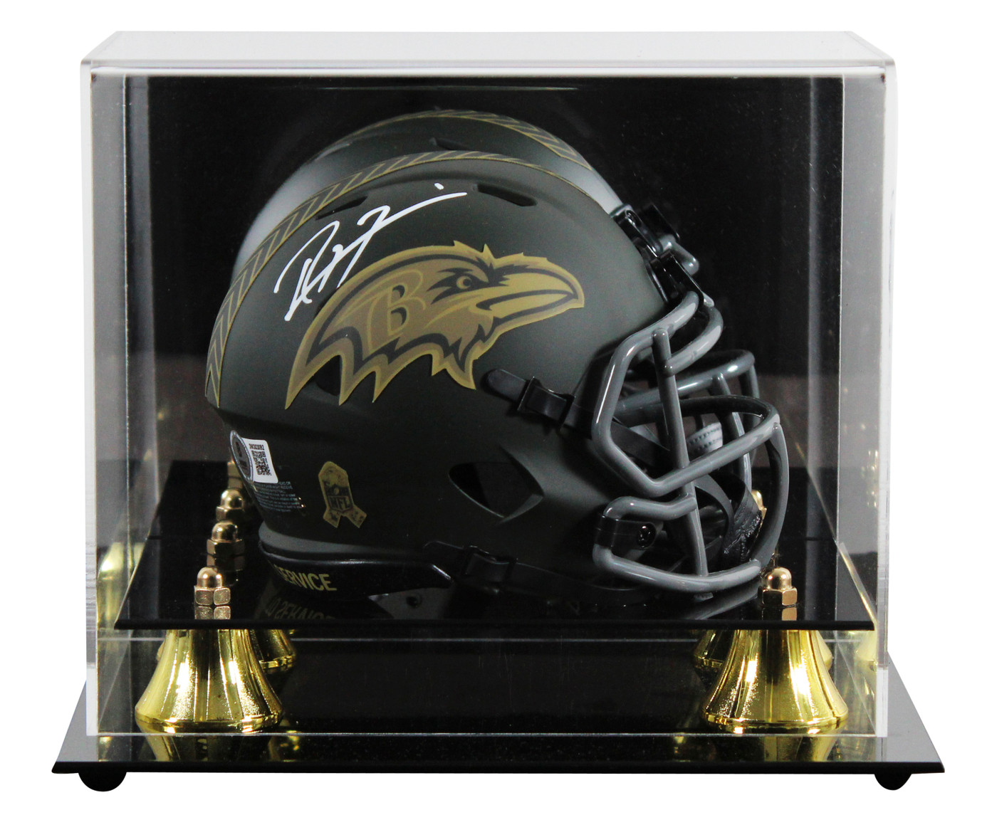Ravens Ray Lewis Signed Salute To Service IV Speed Mini Helmet W/ Case BAS Wit 2