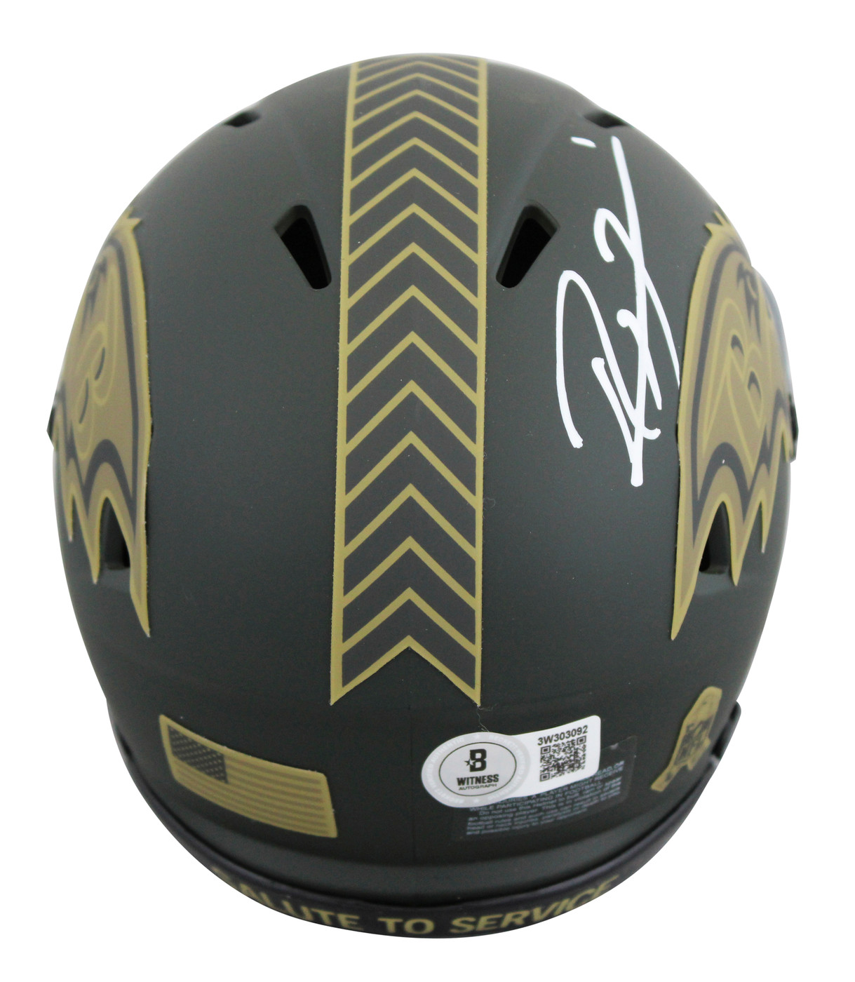 Ravens Ray Lewis Signed Salute To Service IV Speed Mini Helmet W/ Case BAS Wit 2