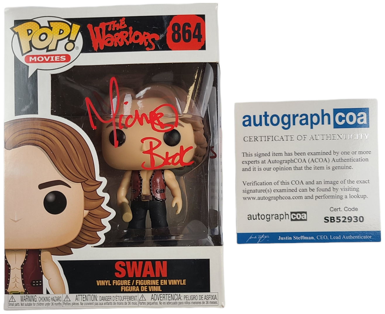 Michael Beck Swan Signed Autographed The Warriors Movie Funko Pop! #864 ACOA Version 1