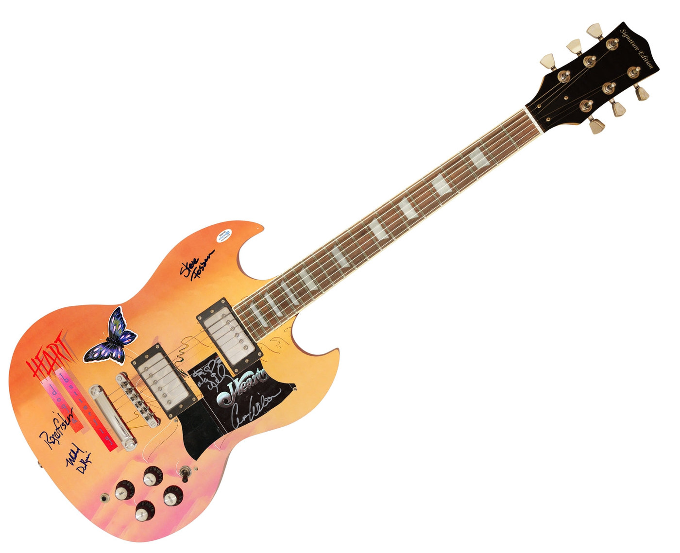 Heart Signed Dog & Butterfly Lp Cd Custom Graphics Guitar Exact Proof ACOA