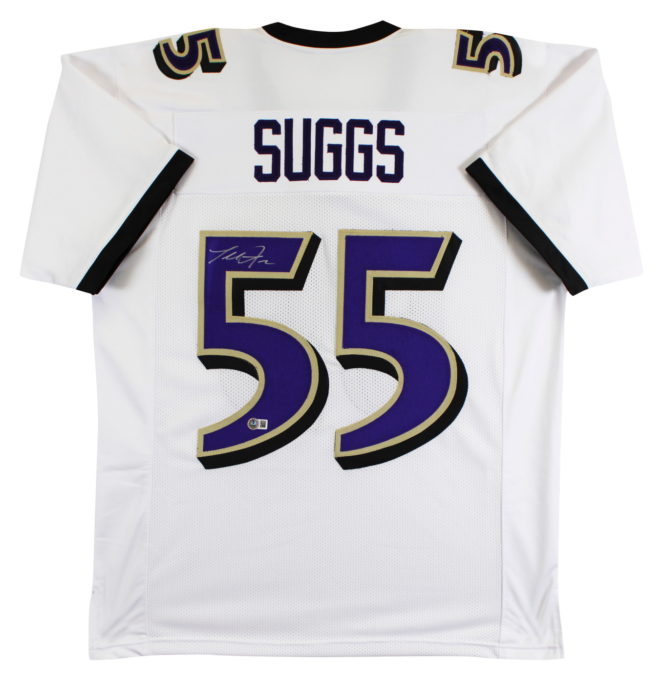 Terrell Suggs Authentic Signed White Pro Style Jersey Autographed BAS Witnessed