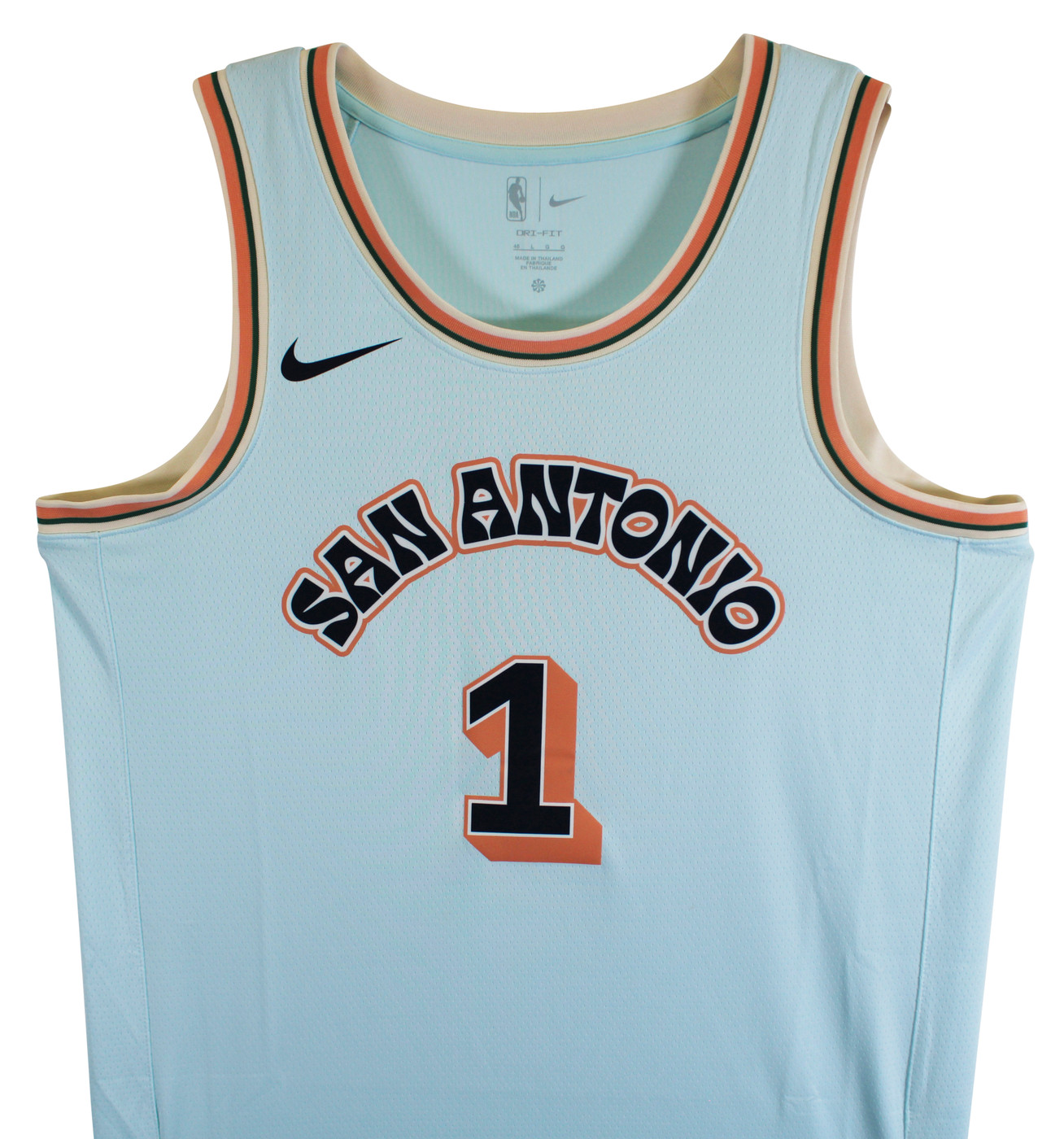 Spurs Victor Wembanyama Signed 2024 Light Blue Nike City Edition Jersey Fanatics