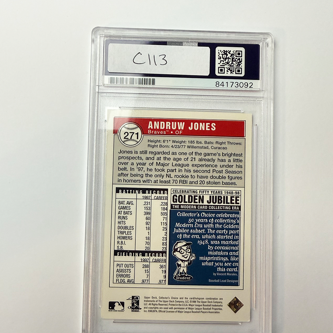 Andruw Jones Signed 1998 Collectors Choice #271 PSA Auto Authentic