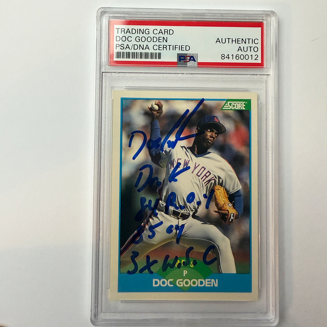 Dwight Gooden Signed 1989 Score #200 w/4 Inscriptions PSA Auto Authentic